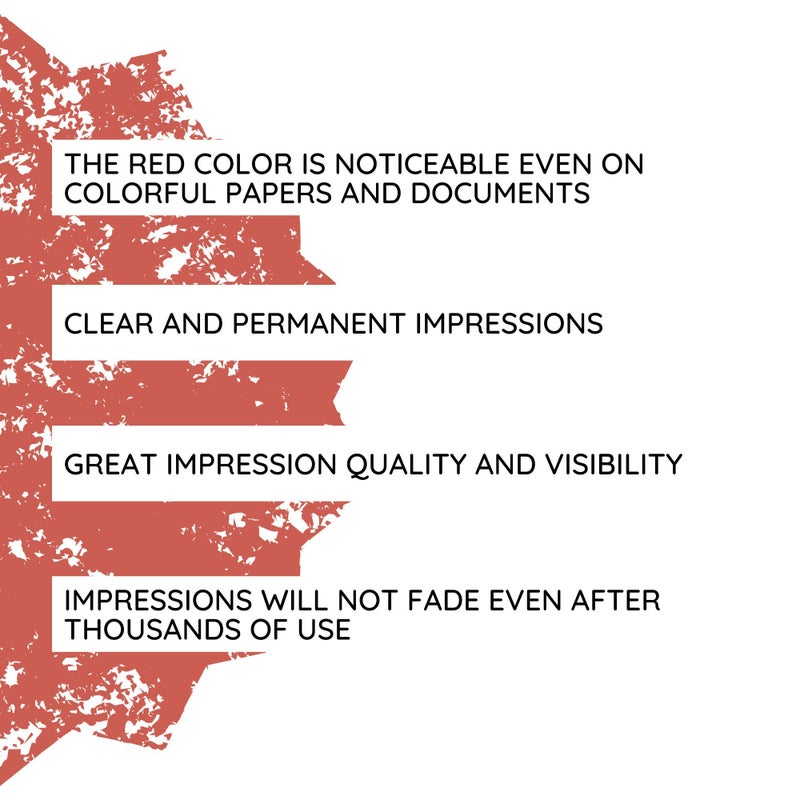 invera Self Inking Rubber Stamp  Refillable Red Ink Preinstalled - (9/16"" x 1-1/2"") (Scanned) - Image 3